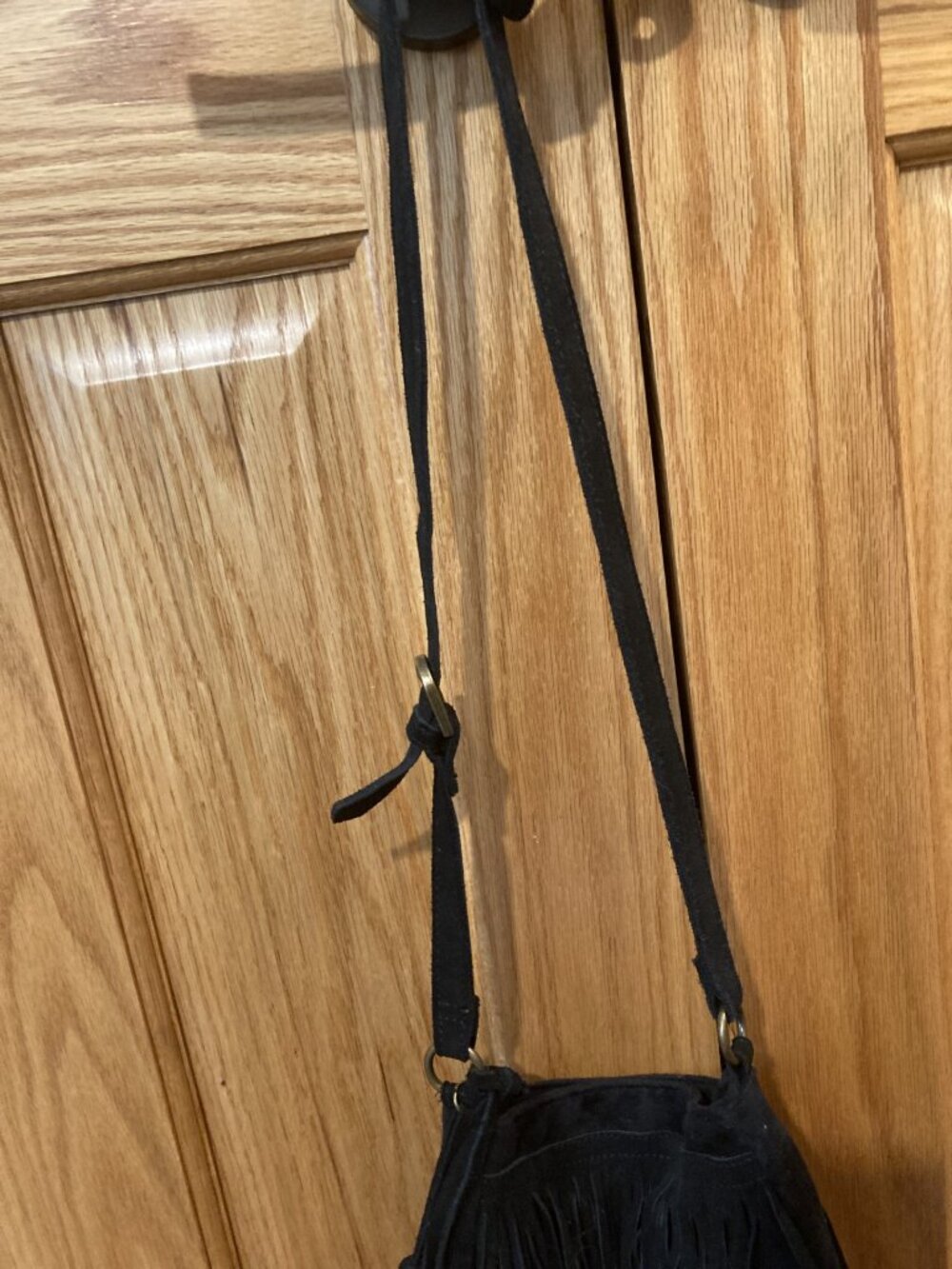Mossimo Black Suede Fringe crossbody bag - Picture 9 of 12